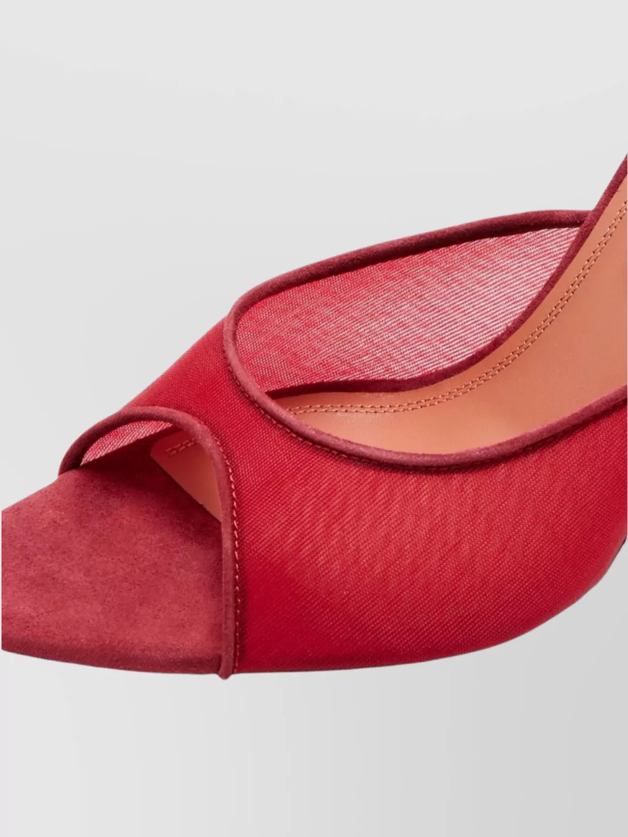 Amina Muaddi Square Toe Mesh Stiletto Mules In Red