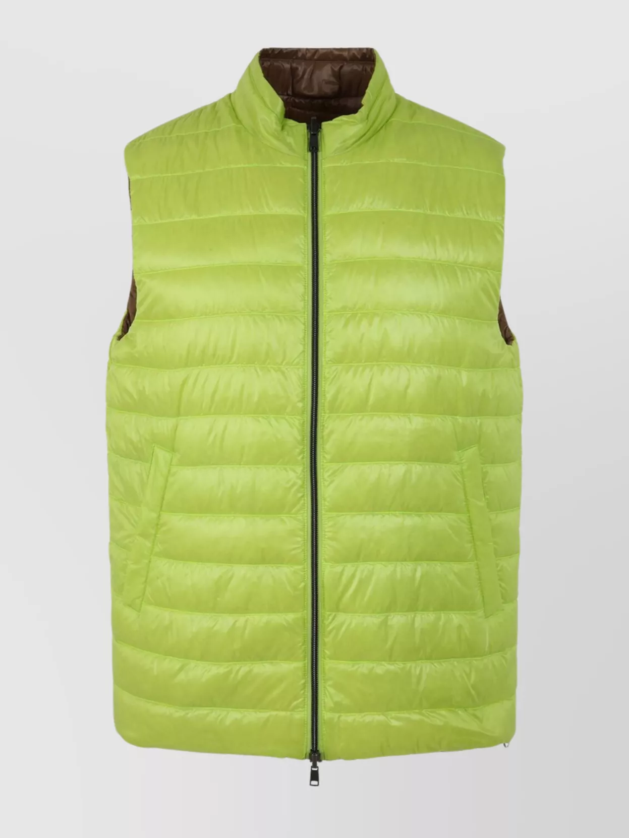 Herno Reversible Quilted Sleeveless High Collar Jacket In Brown