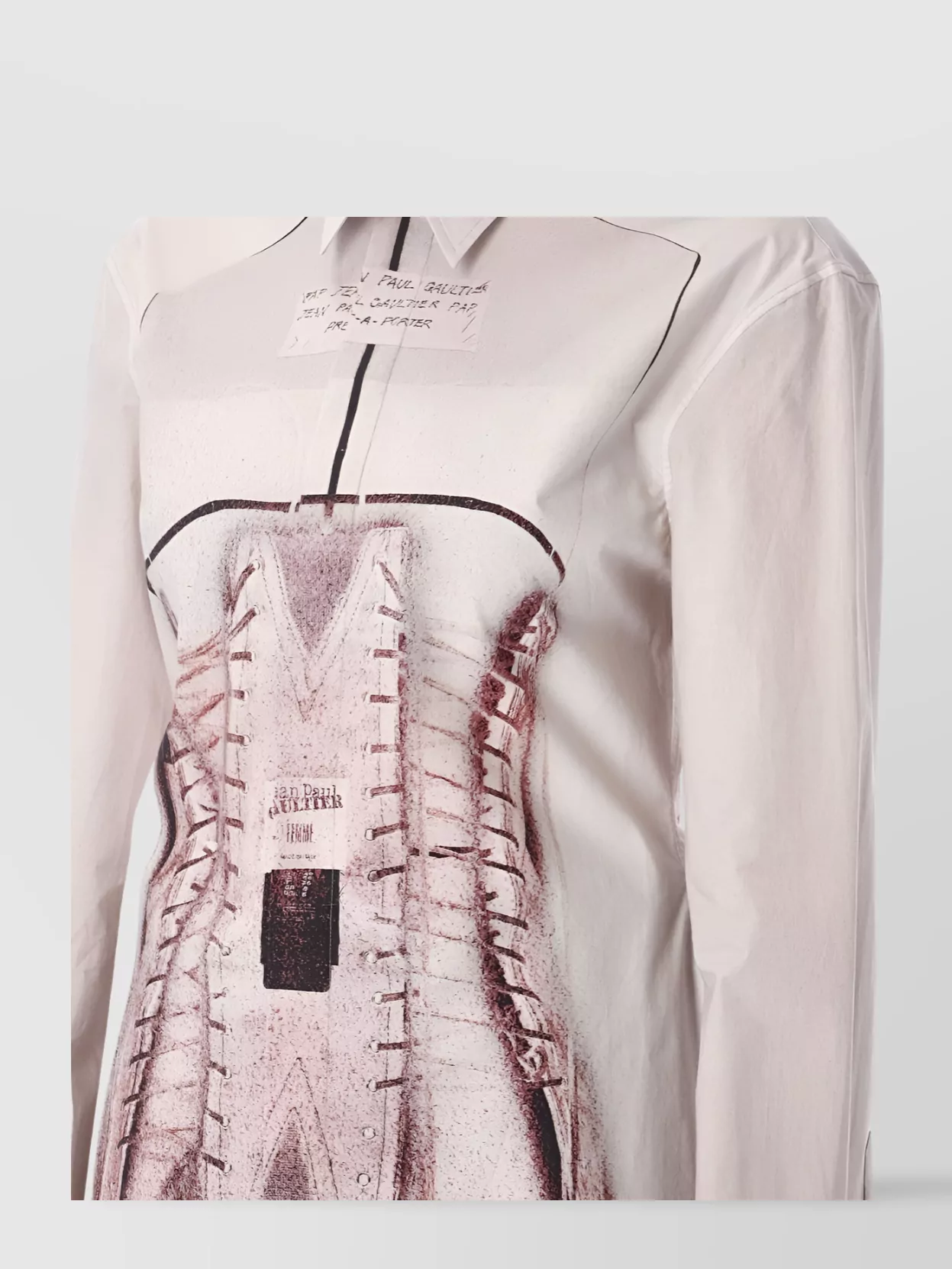 Shop Jean Paul Gaultier Illusion Collared Graphic Print Shirt