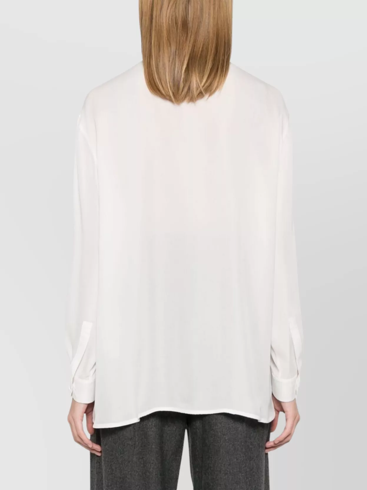 Emporio Armani Silk Shirt With Curved Hem And Drop Shoulder