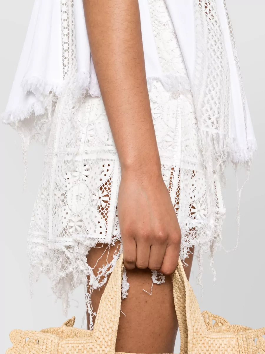 Loewe Paula's Ibiza Cotton Pleated High-Low Mini Skirt