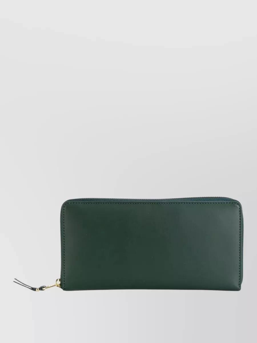 Comme Des Garçons Leather Wallet With Zip-around And Card Slots In Green