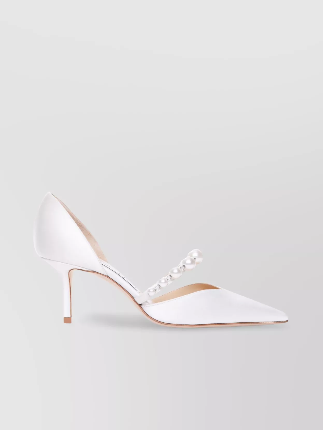 Jimmy Choo High Heel Pumps Pearl Embellishments In White
