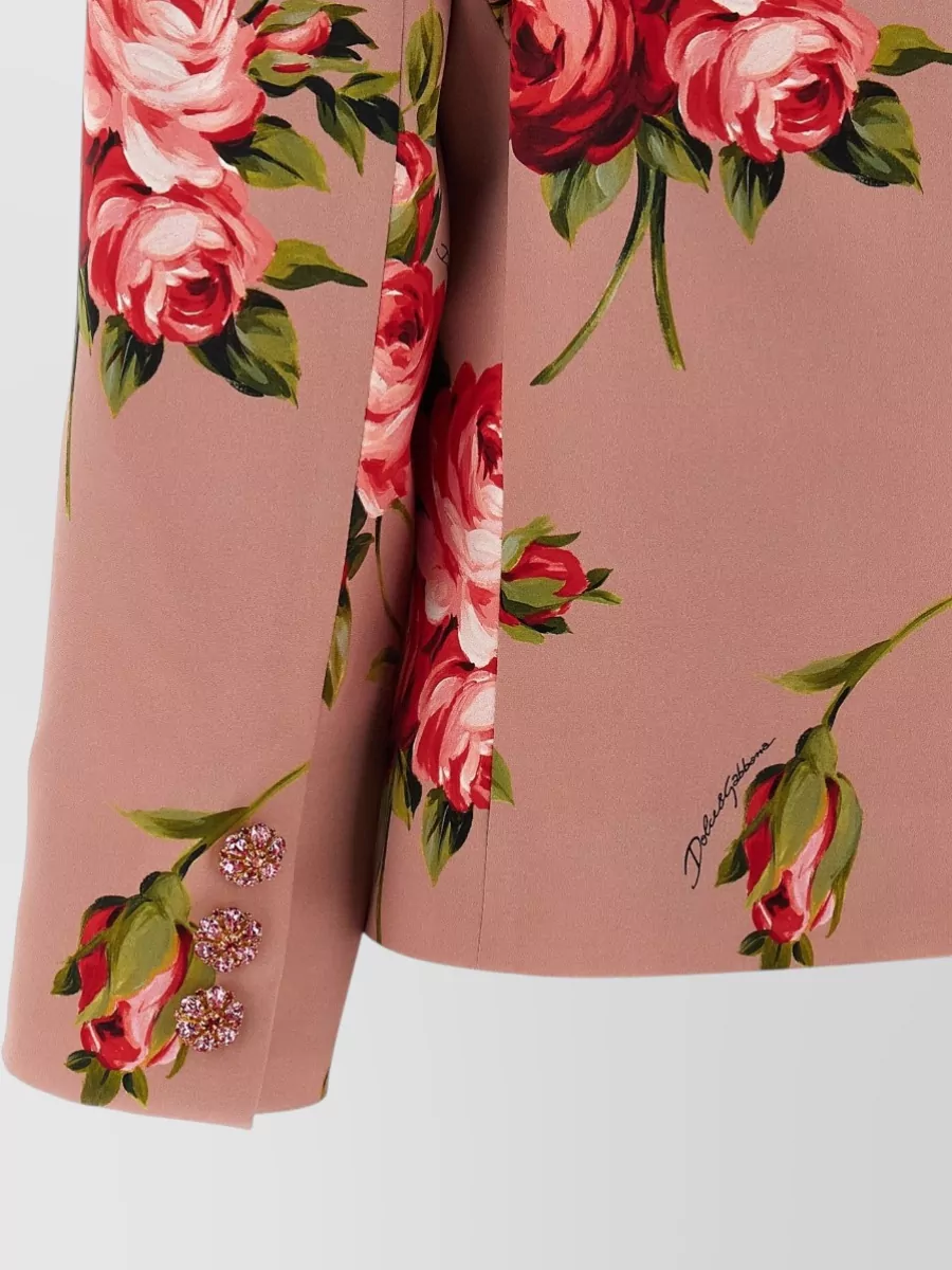 Dolce&Gabbana Silk Floral-Print Cropped Single-Breasted Blazer