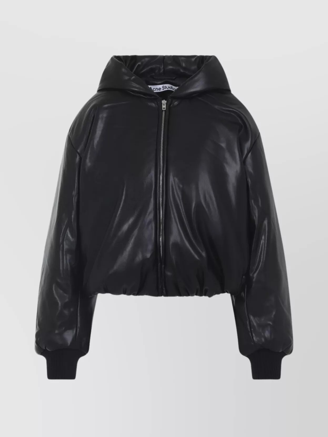 Acne Studios Hooded Faux Leather Jacket A90654le R In Black
