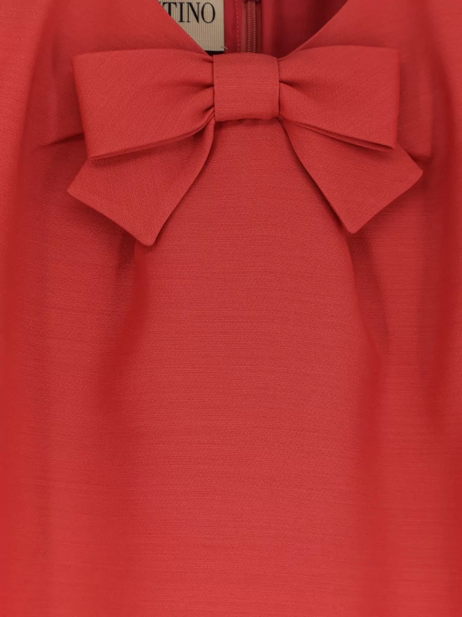 Valentino Silk Virgin Wool Short-Sleeve Mini Dress