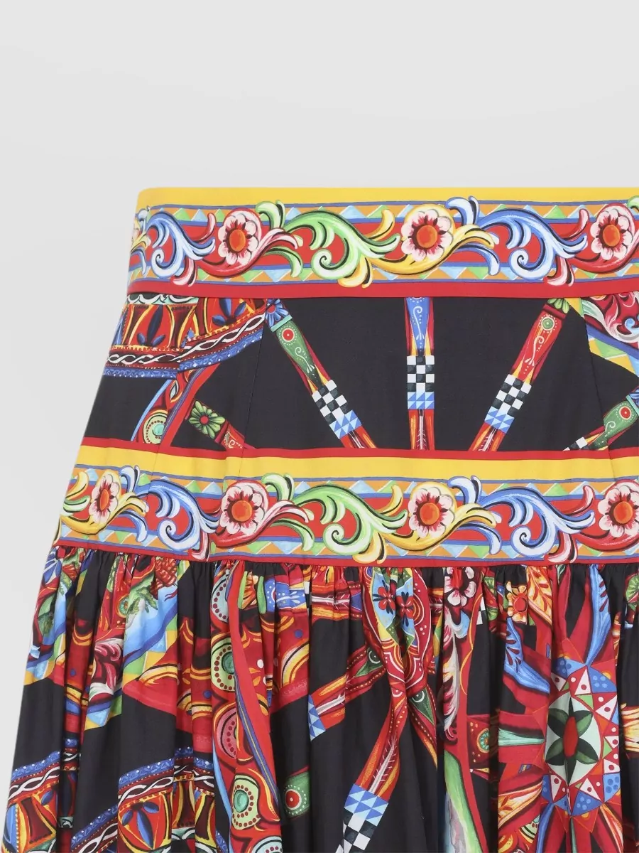 Dolce&Gabbana Cotton High-Rise Tiered Floral-Print Maxi Skirt