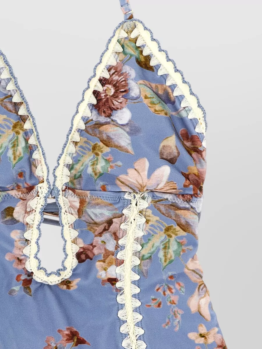 Zimmermann Floral Crochet Cutout One-Piece Swimsuit