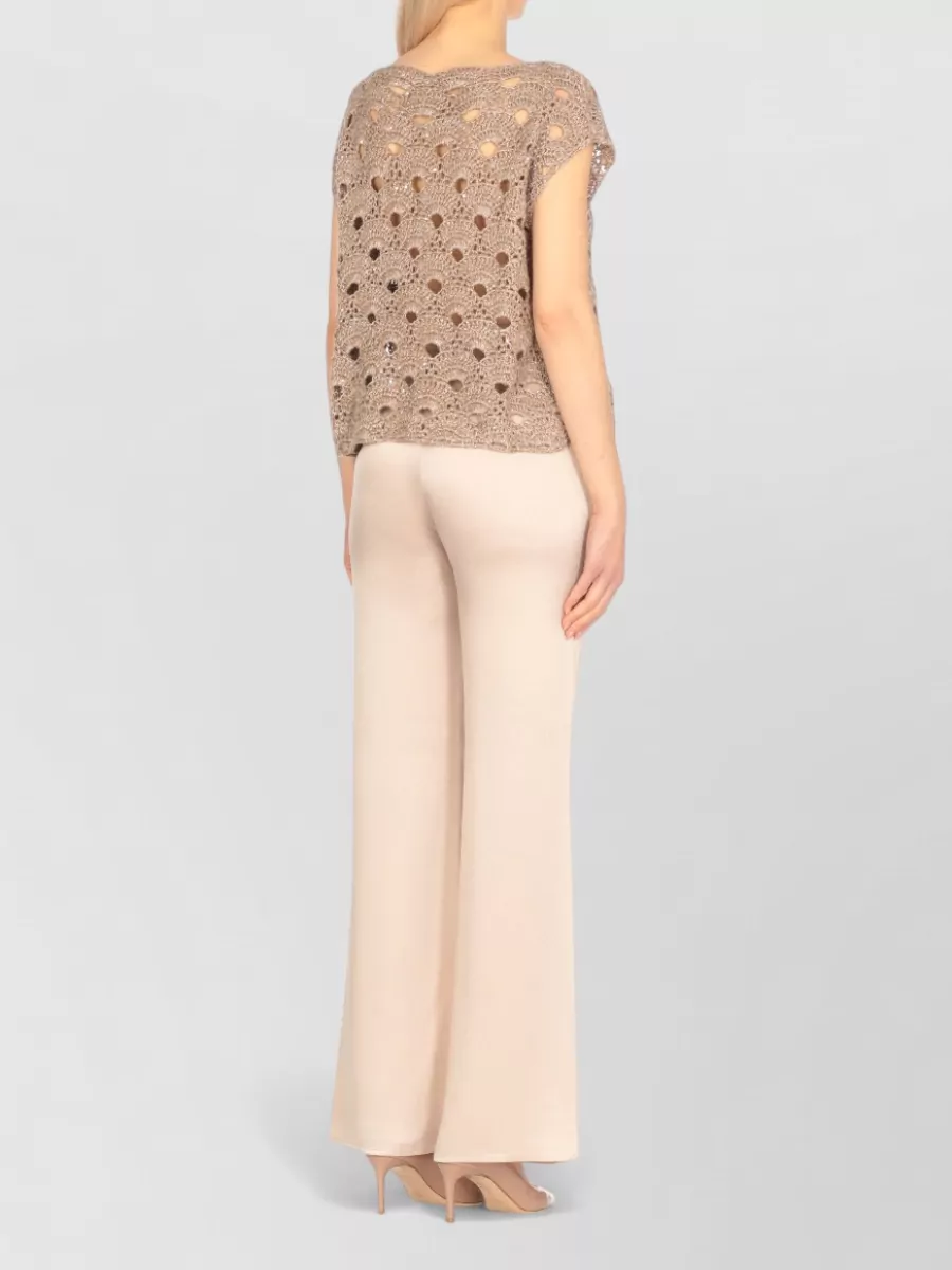 Antonelli Firenze Linen Blend Sleeveless Cutout Knitted Top