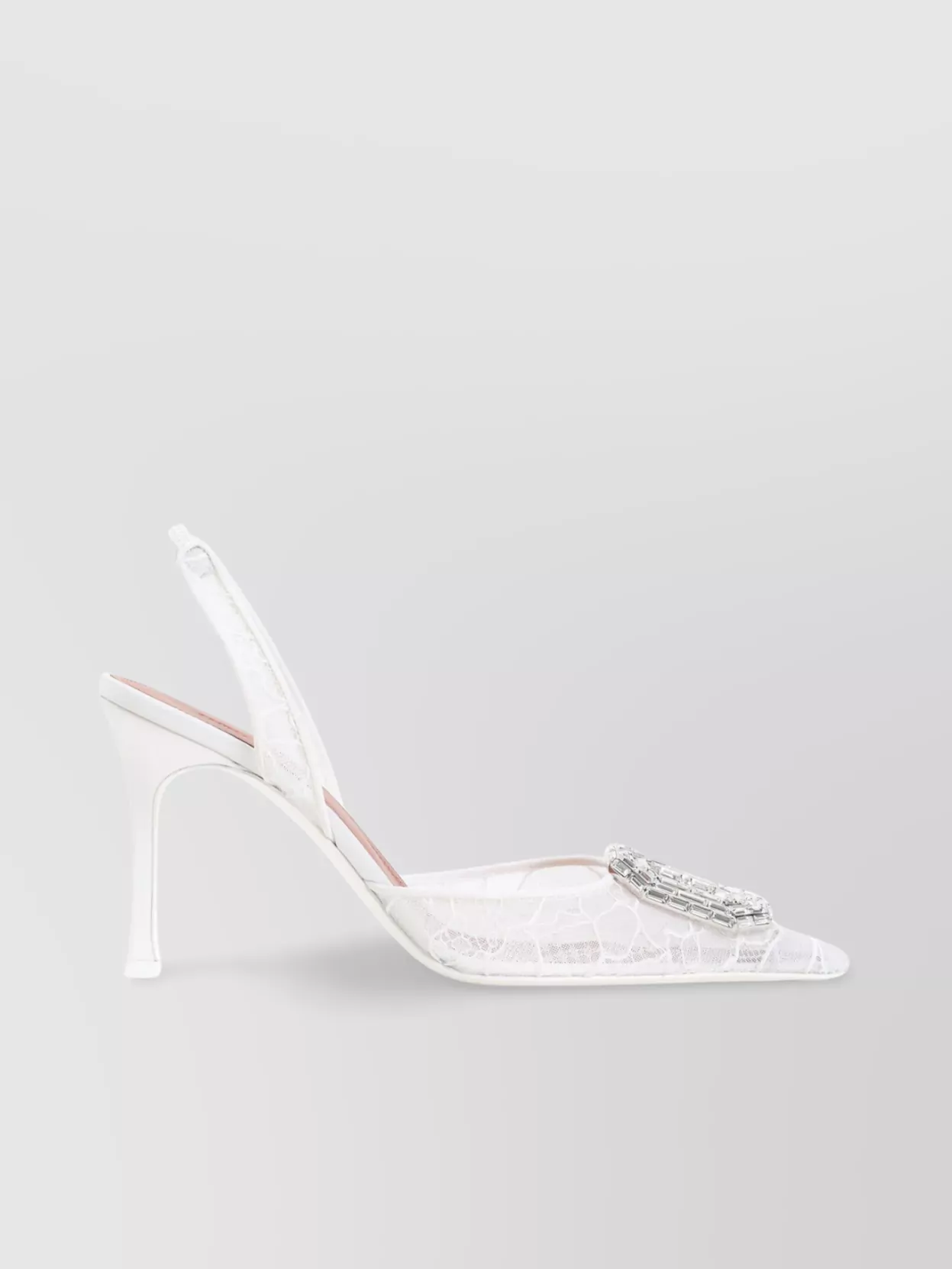 Amina Muaddi Camelia 90 Embellished Lace Slingback Sandals