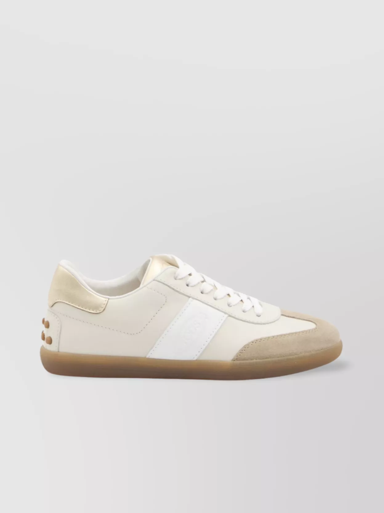 Tod's Leather Sneakers With Golden Heel Detail In White