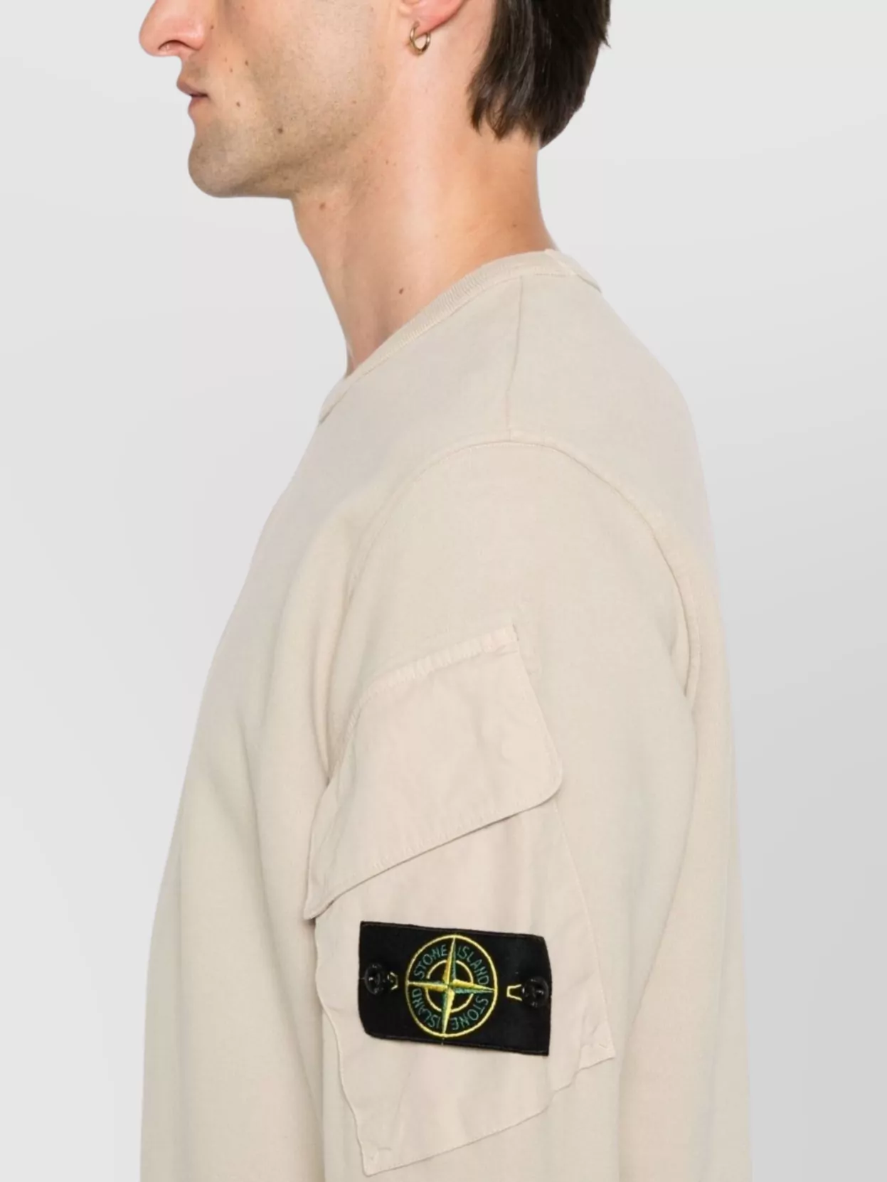 Stone Island Arm Patch Crewneck Pocket Sweatshirt
