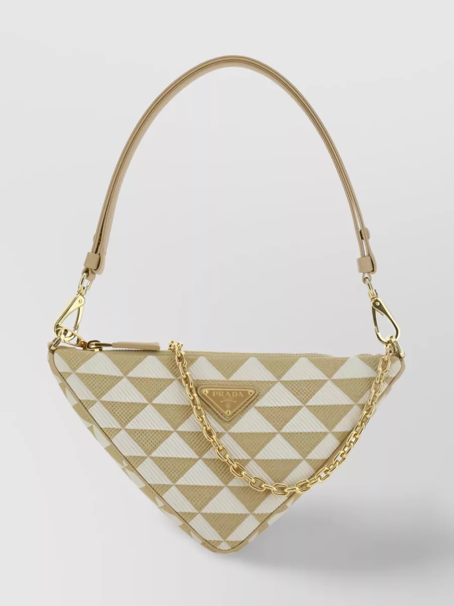Prada Triangle-logo Embroidered Bag In Multicoloured