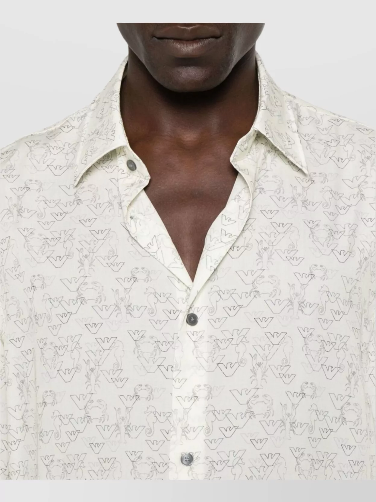 Emporio Armani Printed Button-Down Collar Short Sleeve Shirt