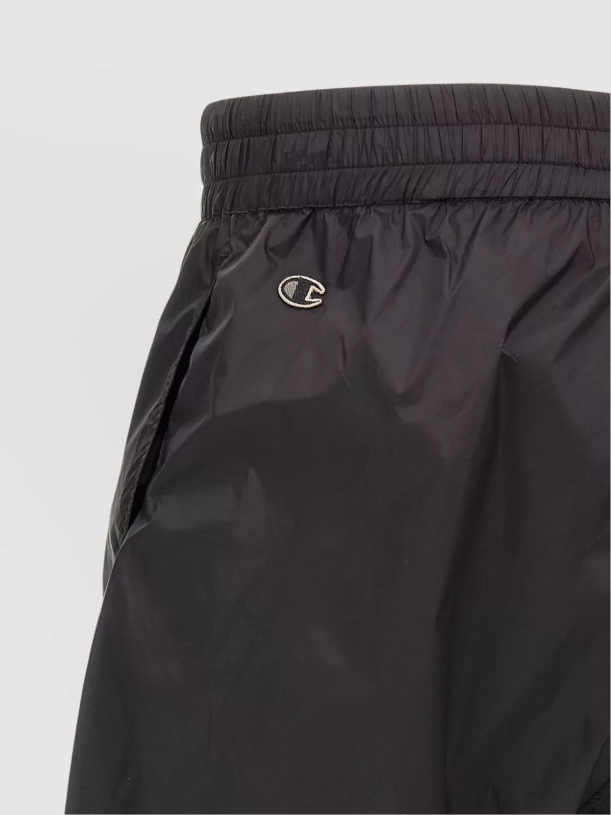 Rick Owens Champion Elastic Waistband Bermuda Shorts With Side Pockets In Black