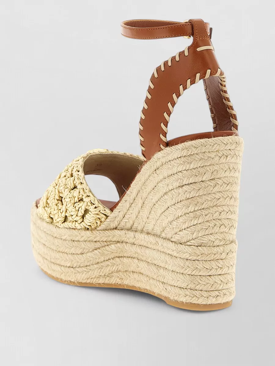Versace Leather Wedge Espadrille Sandals