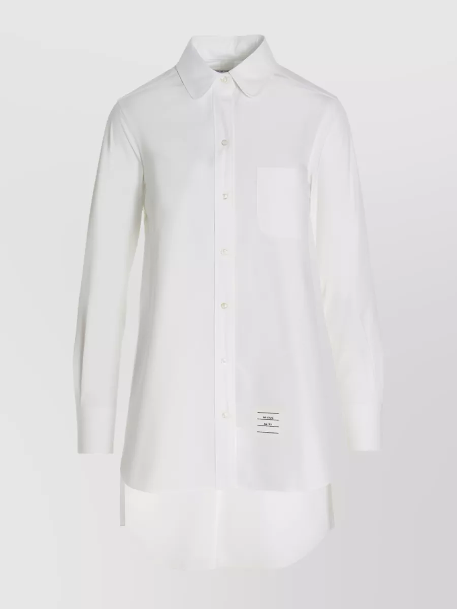 Shop Thom Browne Crossover Belted Waist Shirt With Open Back In White