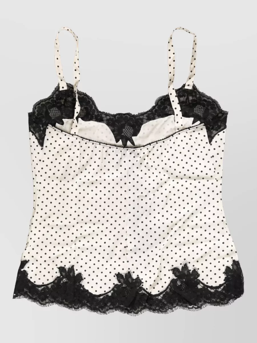 Dolce&Gabbana silk polka dot lace-trimmed camisole top