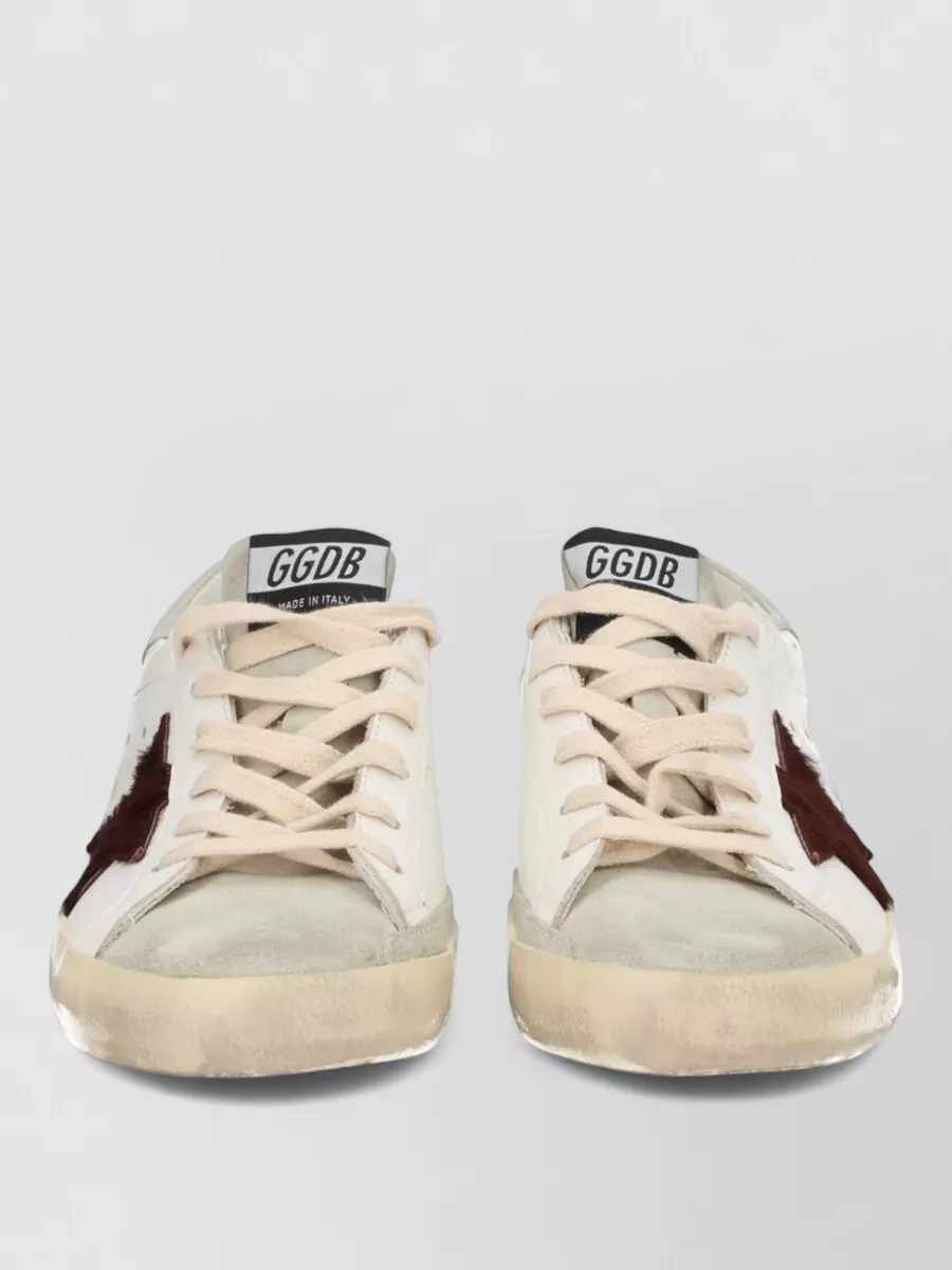 Golden Goose Distressed Sneakers Round Toe Rubber Sole Star