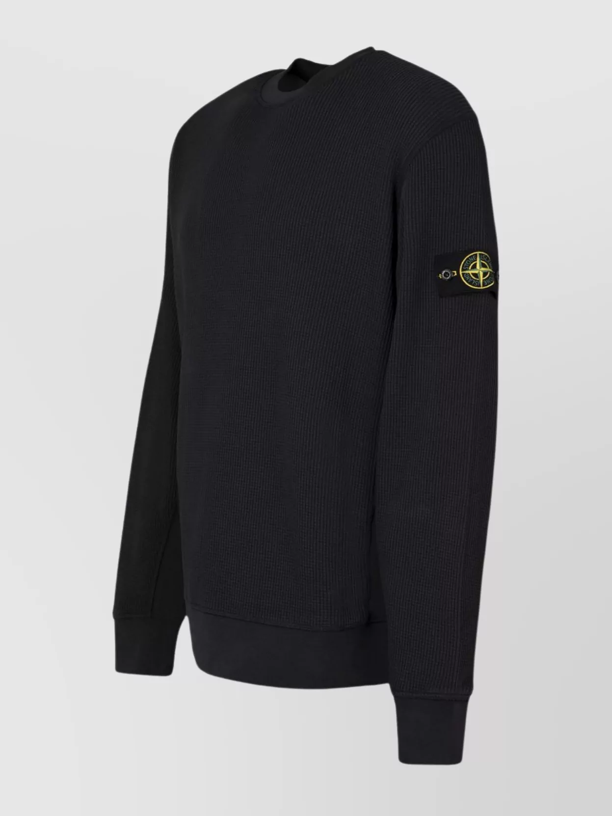 Stone Island Organic Cotton Crew Neck Long Sleeve Top In Black