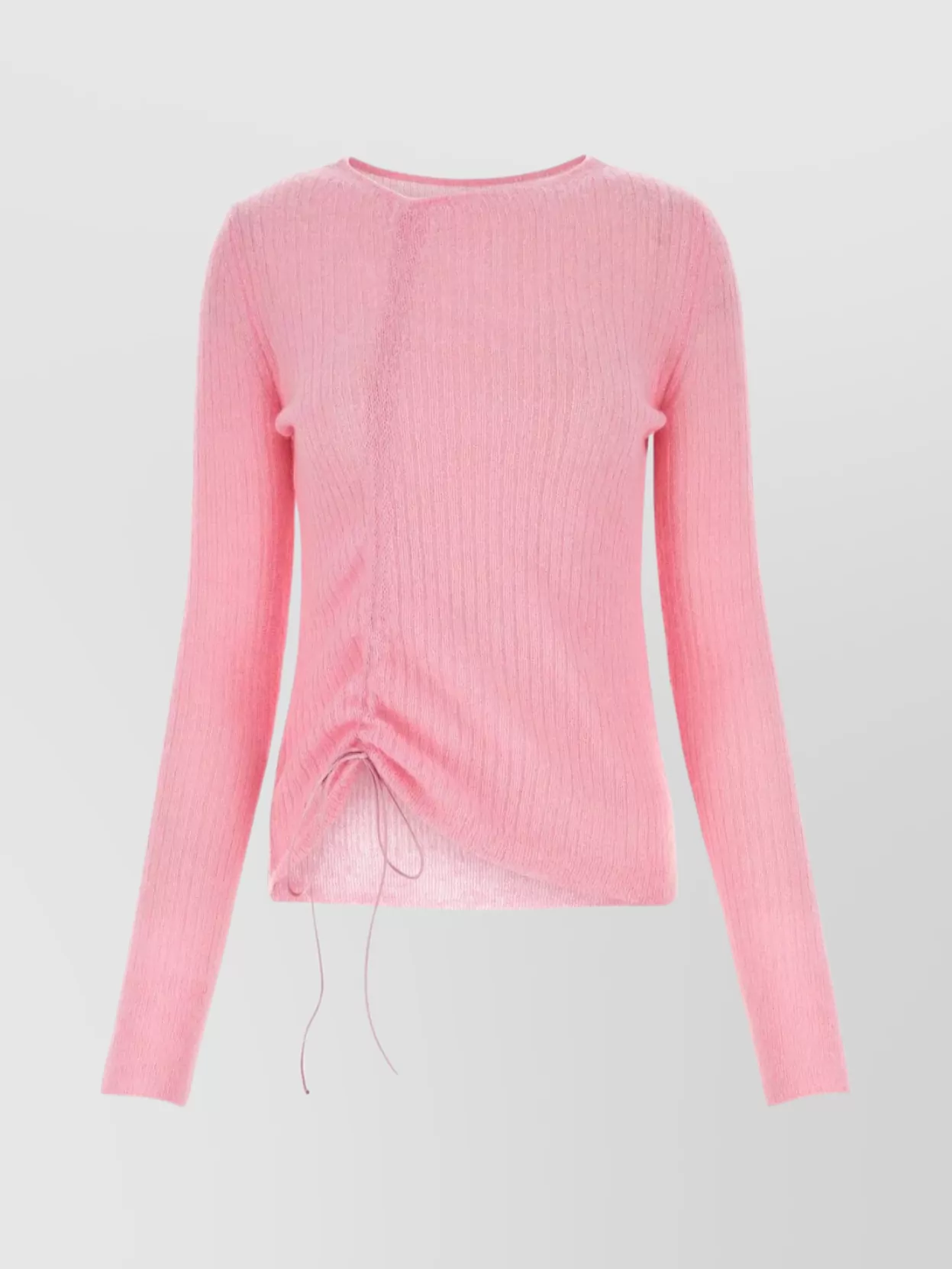 Shop Cecilie Bahnsen Ribbed Crew Neck Sweater With Drawstring Hem