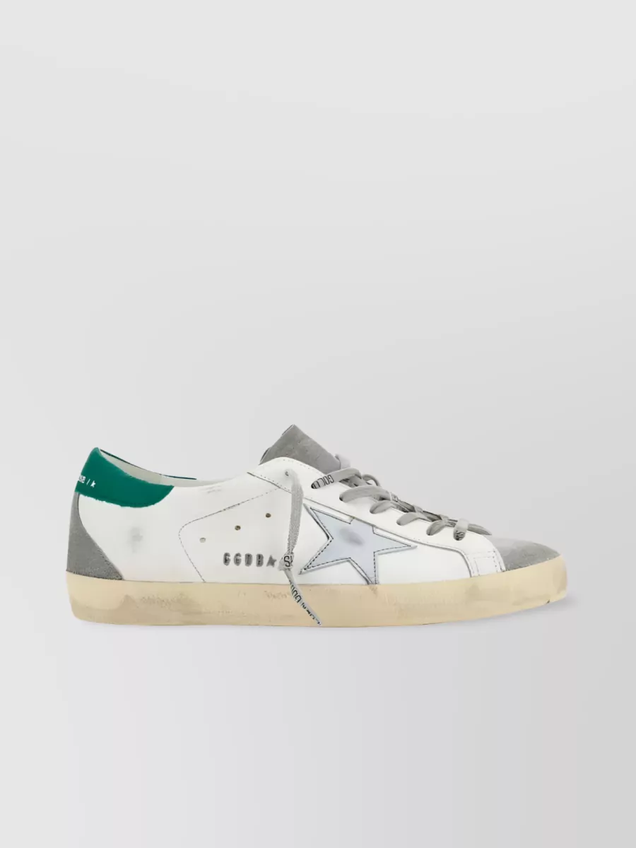 Shop Golden Goose Super-star Logo Print Lace-up Sneakers In Grey