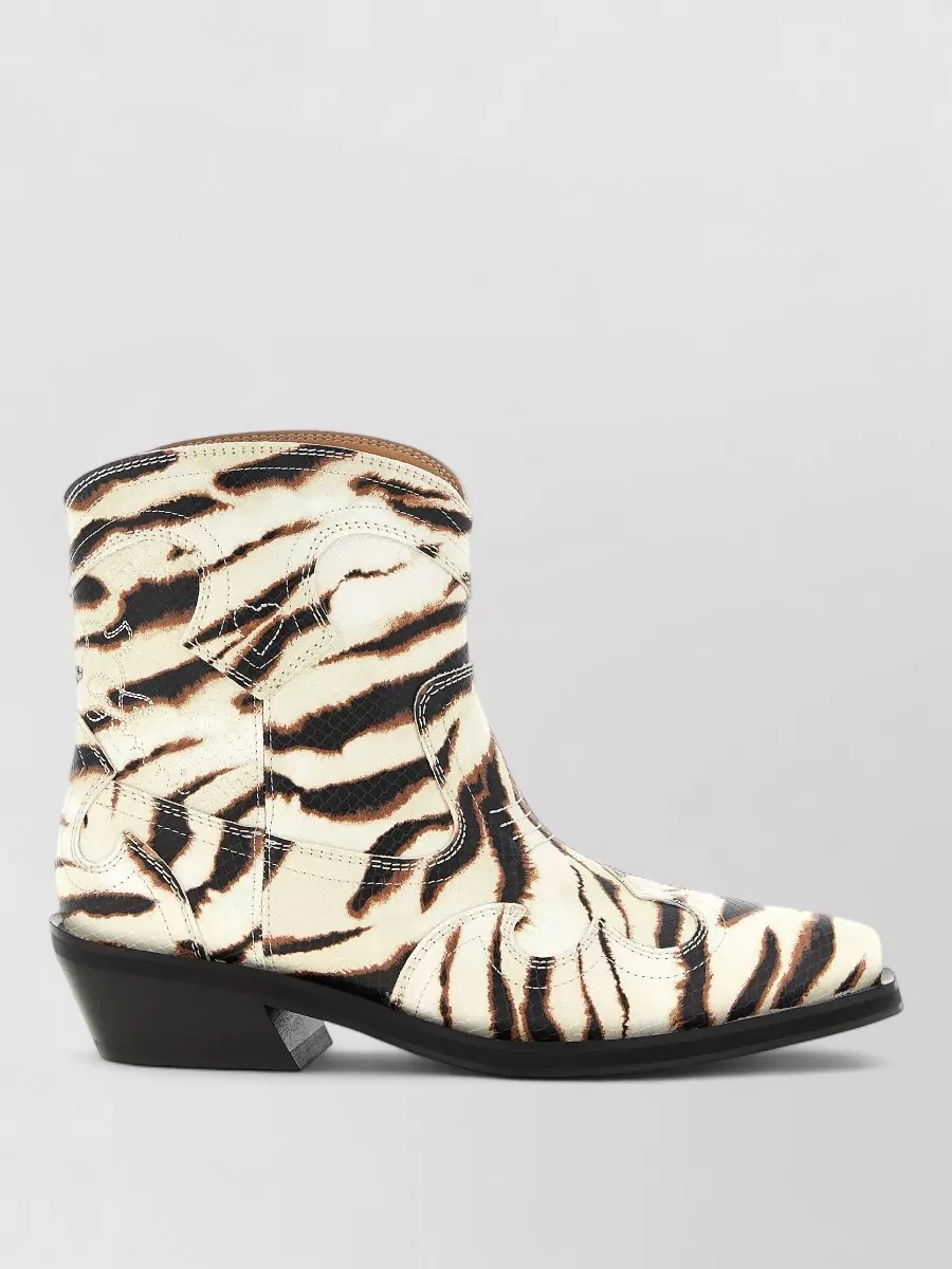 Ganni animal-print western ankle boots