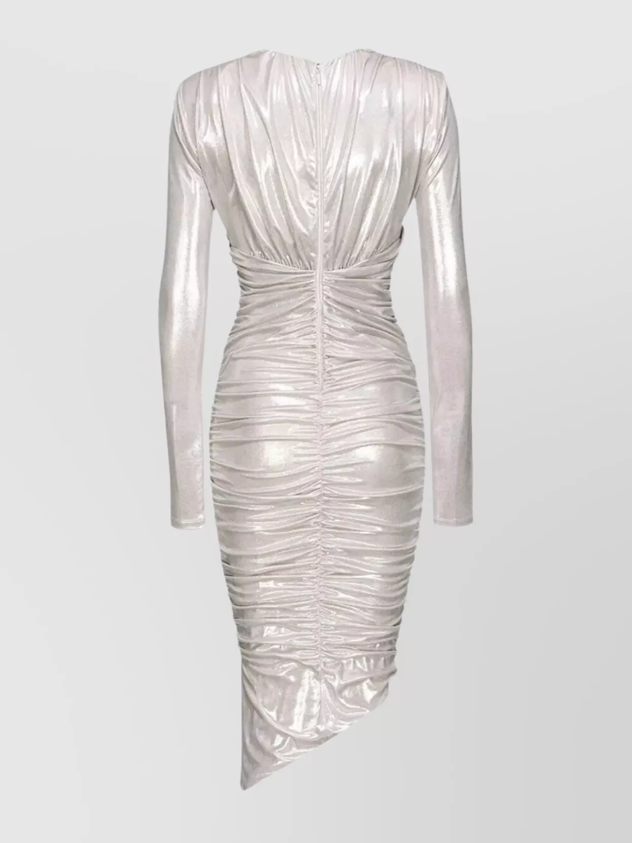 Pinko Hem Asymmetry Sleeves Long Ruched Shiny V-Neckline