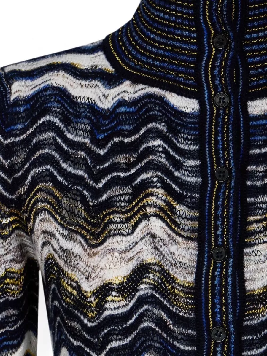 Missoni Zigzag Knit Long Sleeve Mock Neck Top