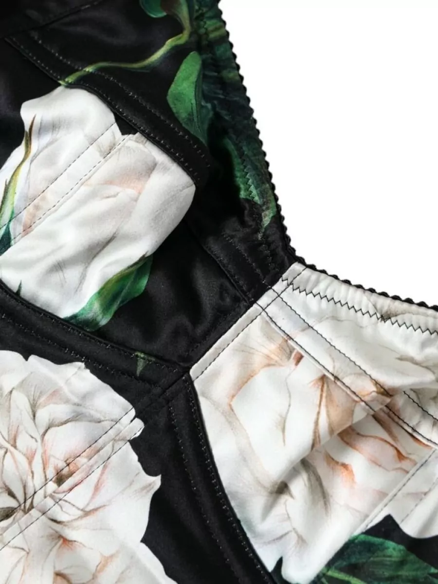 Dolce&Gabbana Silk Floral Bustier Crop Top