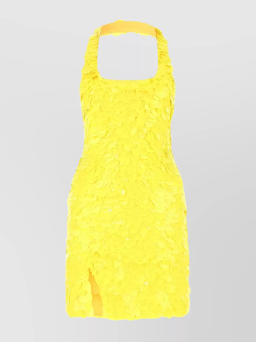 Shop Attico Sequined Allium Mini Dress In Yellow