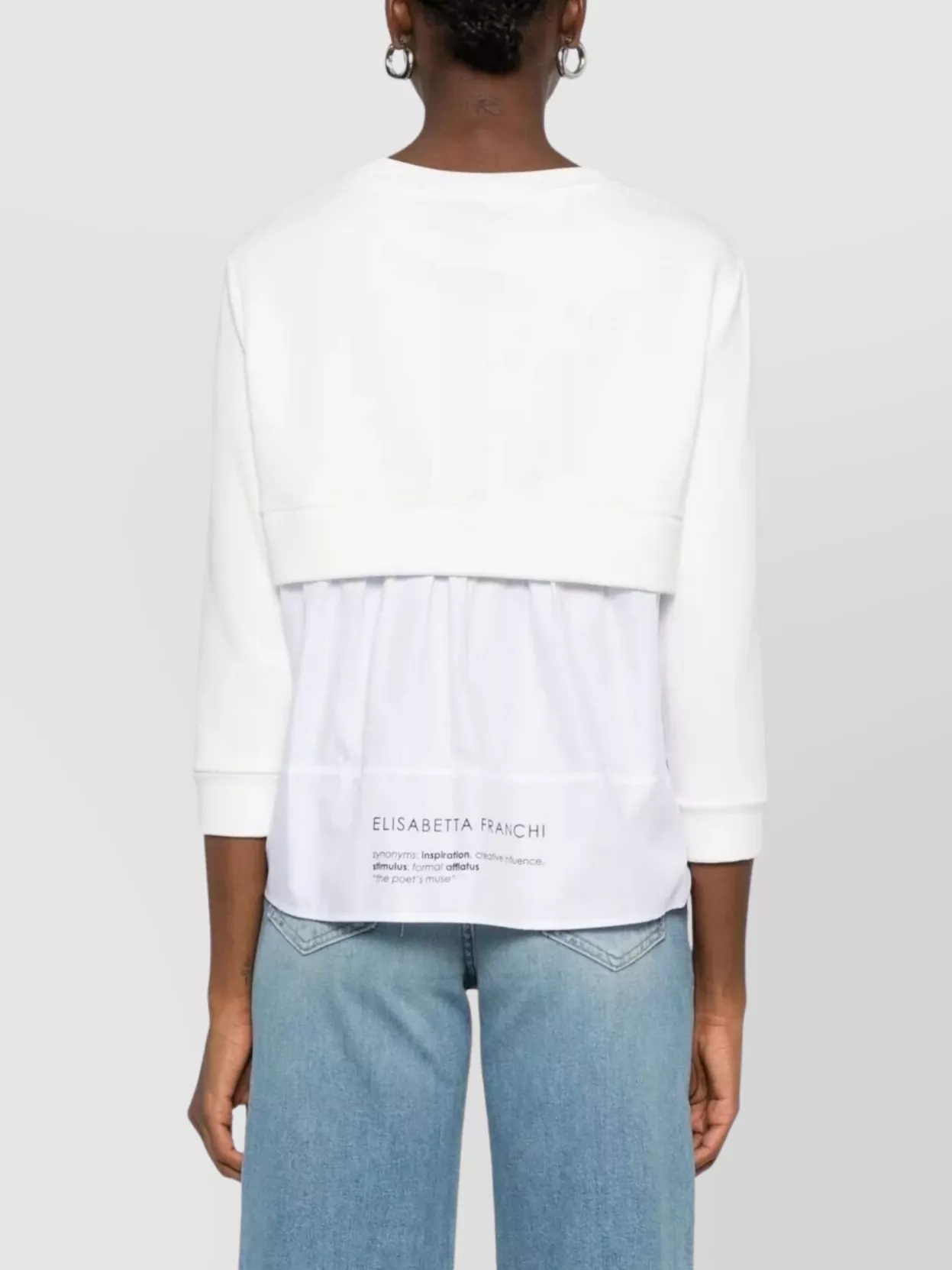 Elisabetta Franchi Layered Fleece Top Buttoned Sleeves