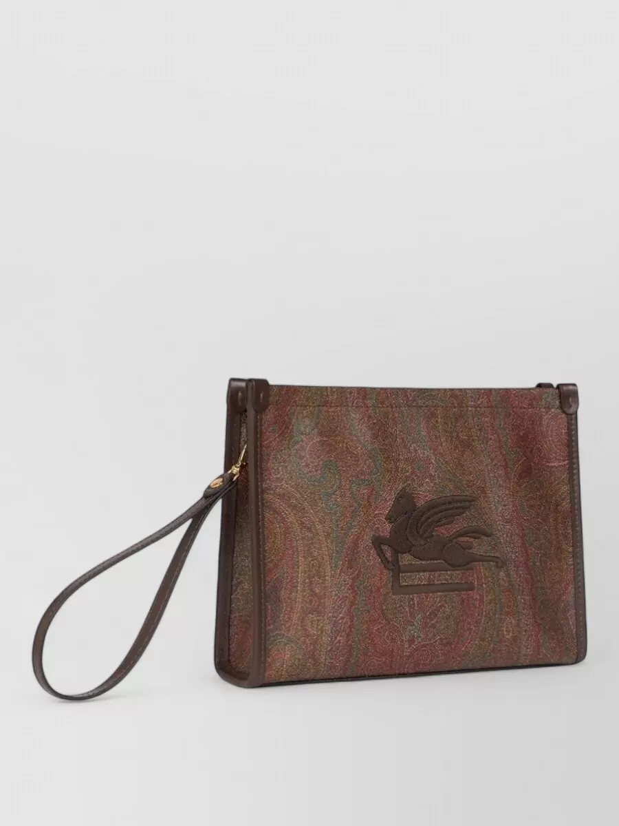 Etro Arnica Clutch Pouch Wrist Strap Pegaso