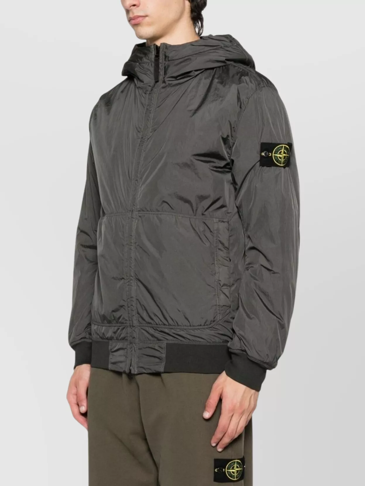 Stone Island 4100013 Hooded Down Jacket In Gray