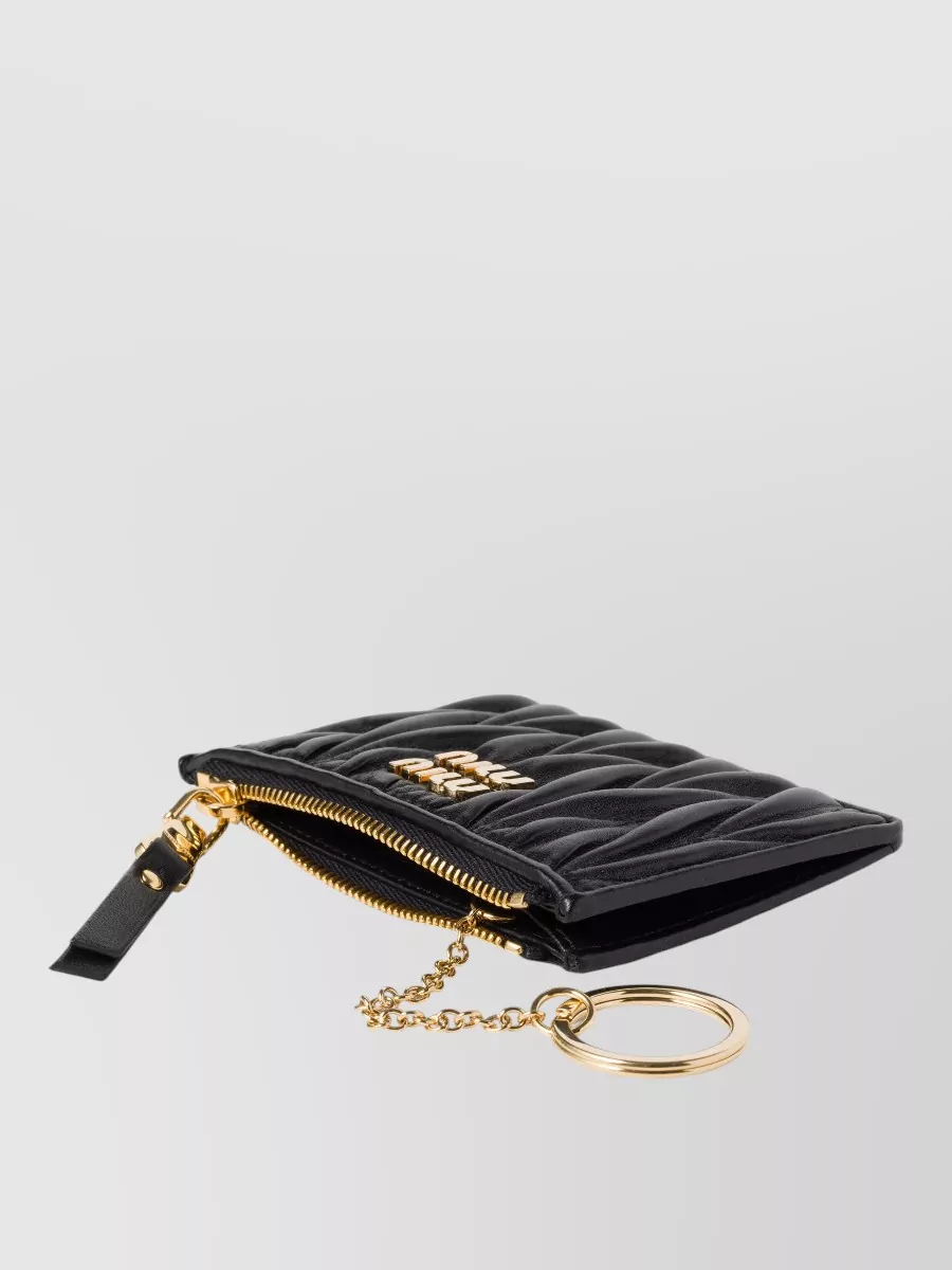 Miu Miu Quilted Credit Card Holder Gold Hardware Keyring