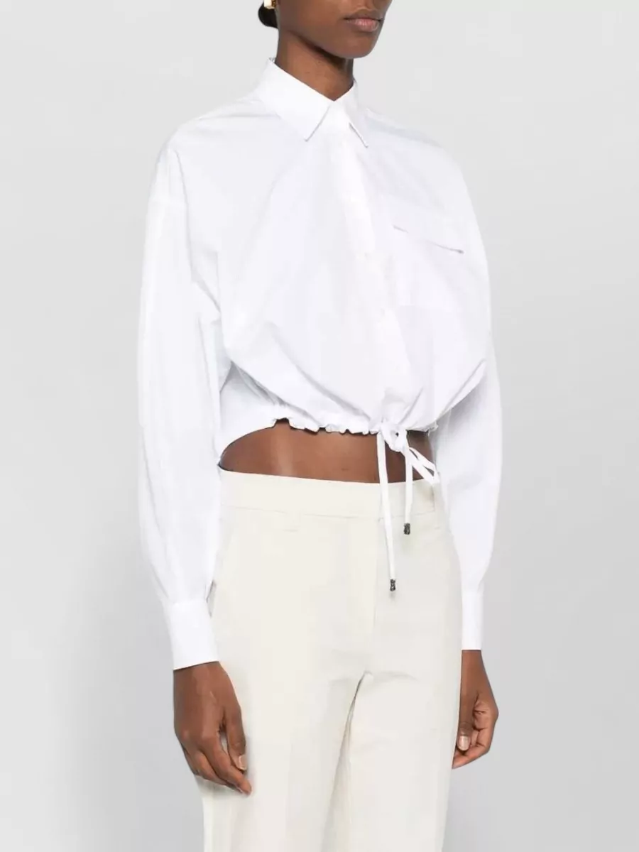 Brunello Cucinelli Cotton Long-Sleeve Drawstring Shirt