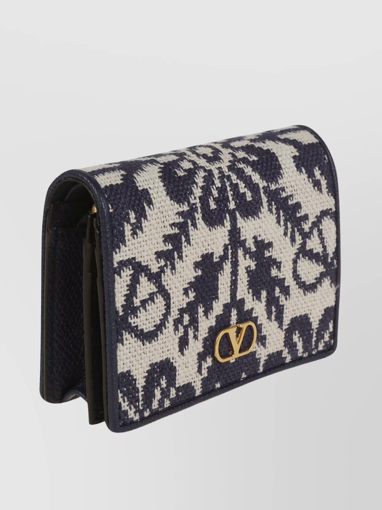 Valentino Garavani Floral Fold-Over Jacquard Wallet Vlogo Signature