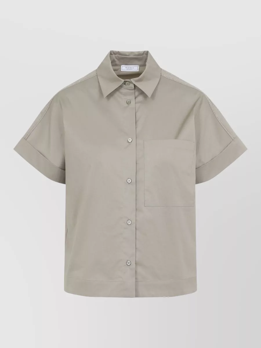 Peserico Short Sleeve Shirt Chest Pocket Collar