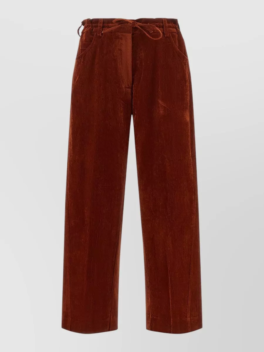 Nude Velvet Wide-Leg Pants