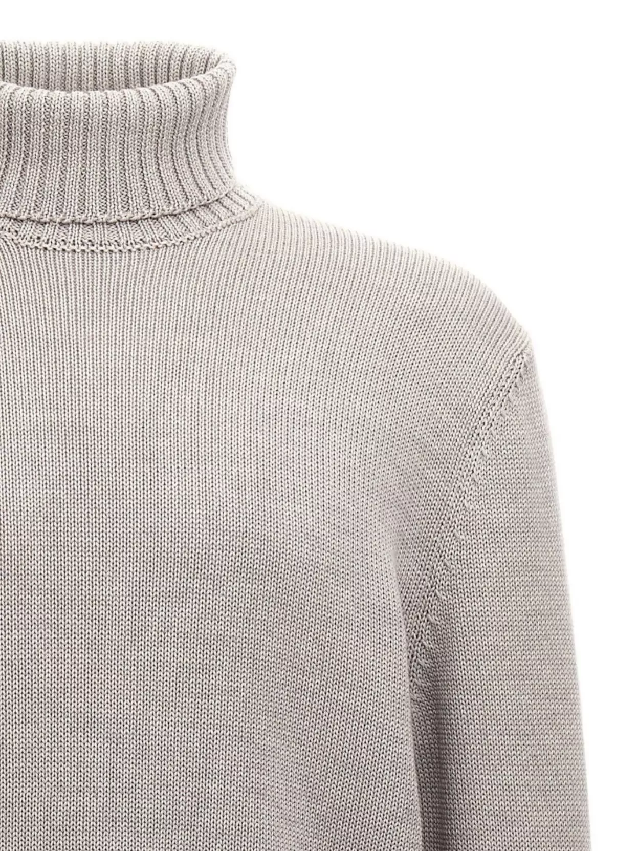 Zanone Wool Turtleneck Sweater With Classic Knit Texture In Gray