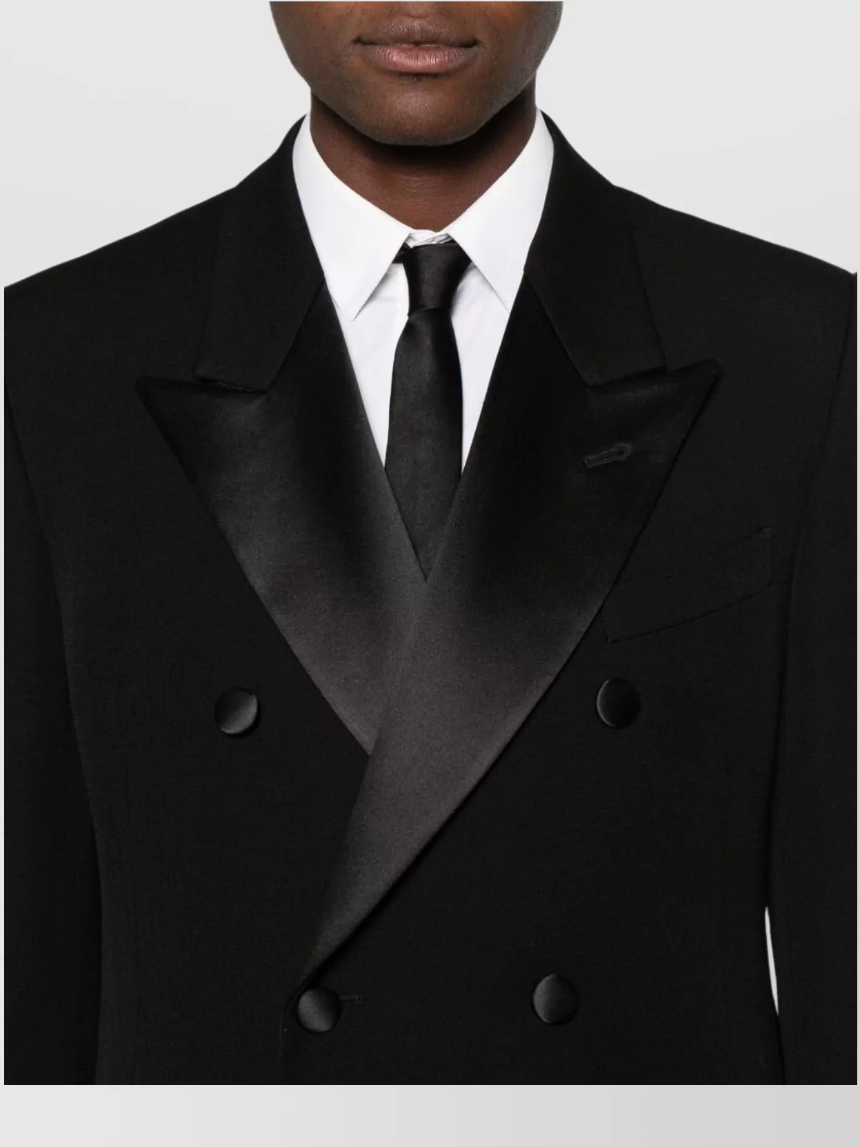 Emporio Armani Double-Breasted Long Coat Satin Lapels