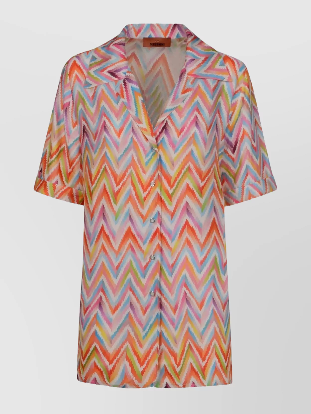 Missoni Stylish Short Sleeve Dress With Notched Collar In Pink