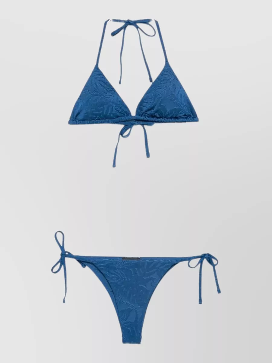 Emporio Armani floral-jacquard halterneck triangle bikini
