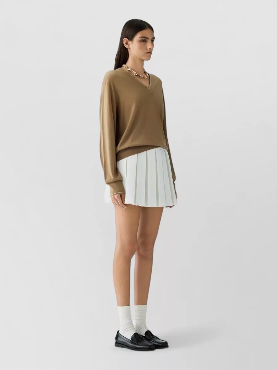 Guest In Residence Cashmere Fine-Knit V-Neck Sweatshirt
