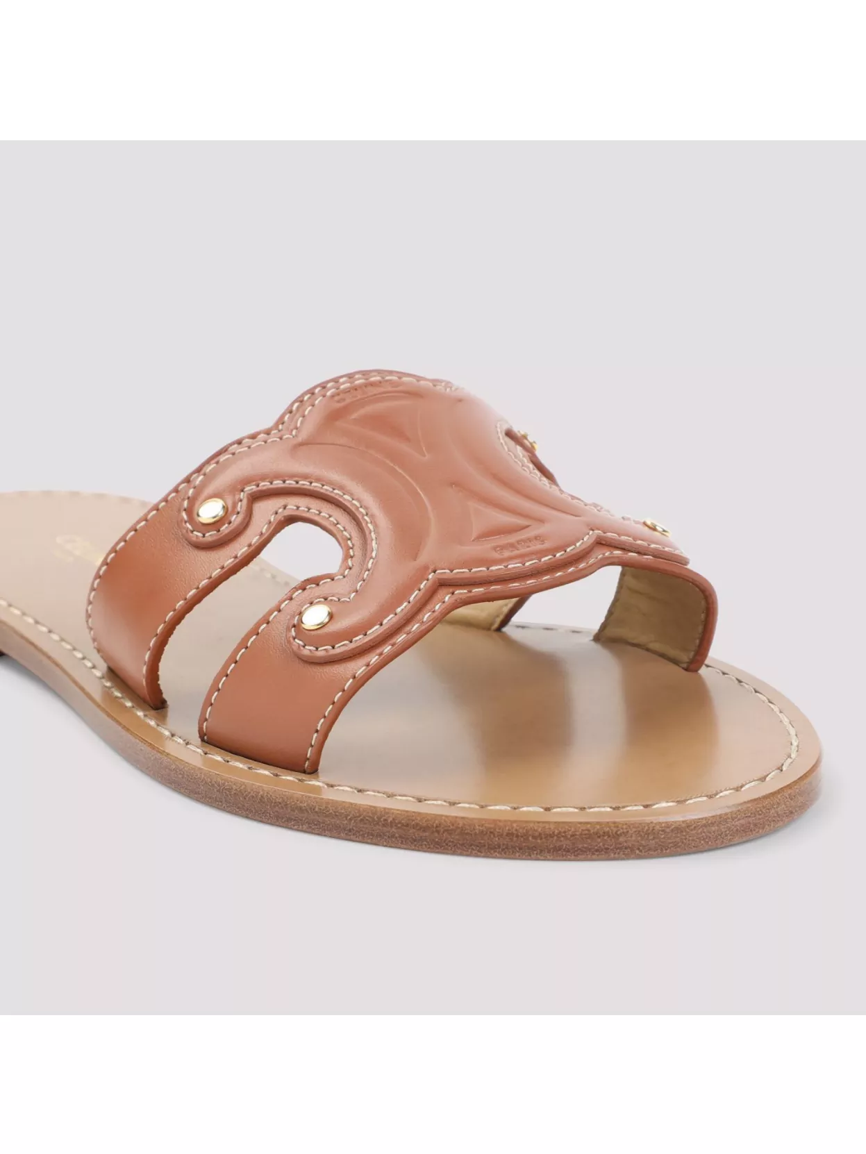 Celine Studded Strap Cut-out Mule In Blue