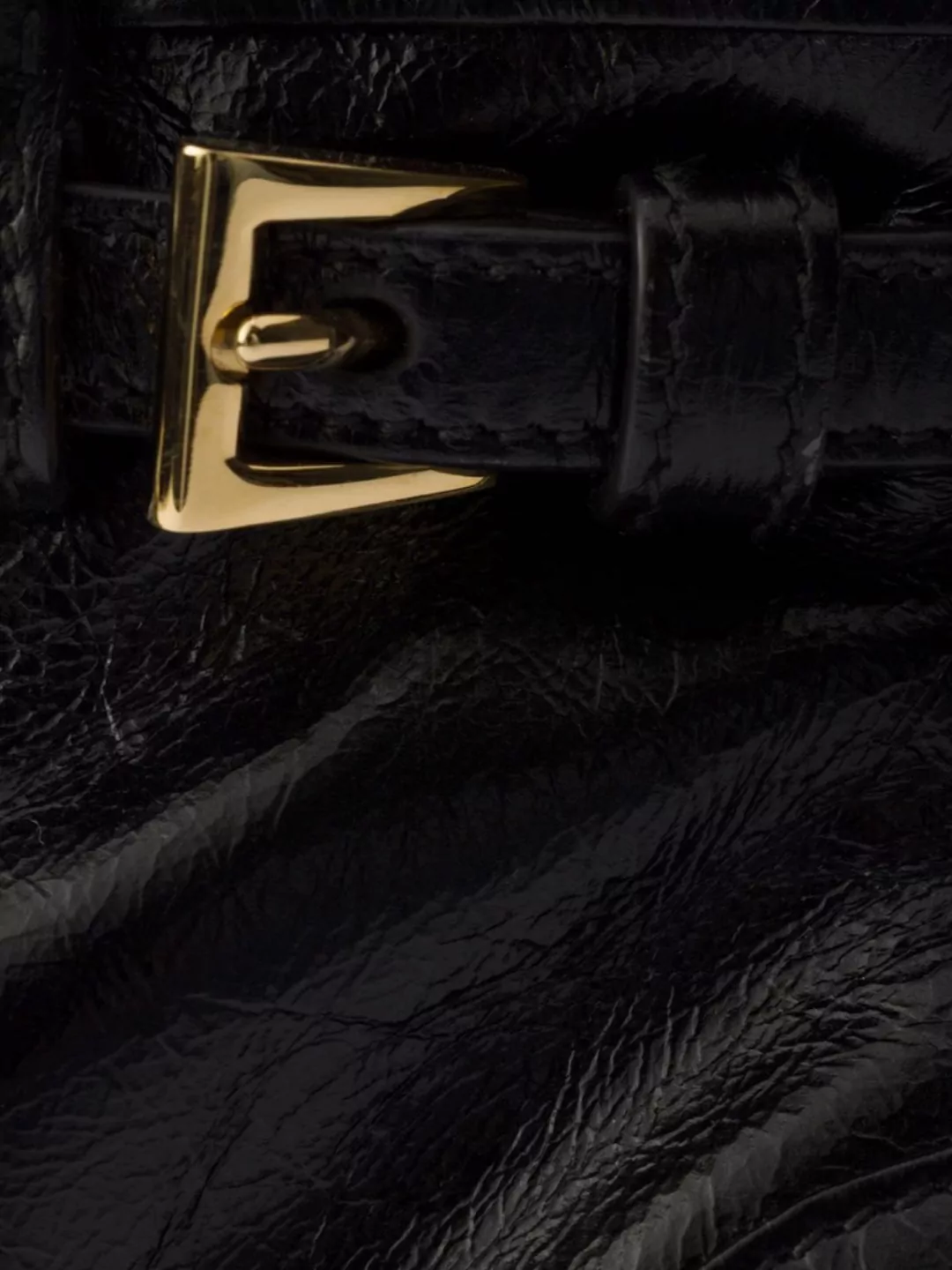 Prada Handheld Clutch With Buckle And Drawstring In Black