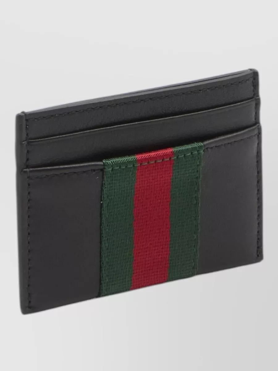 Gucci Web Trademark Leather Compact Card Case