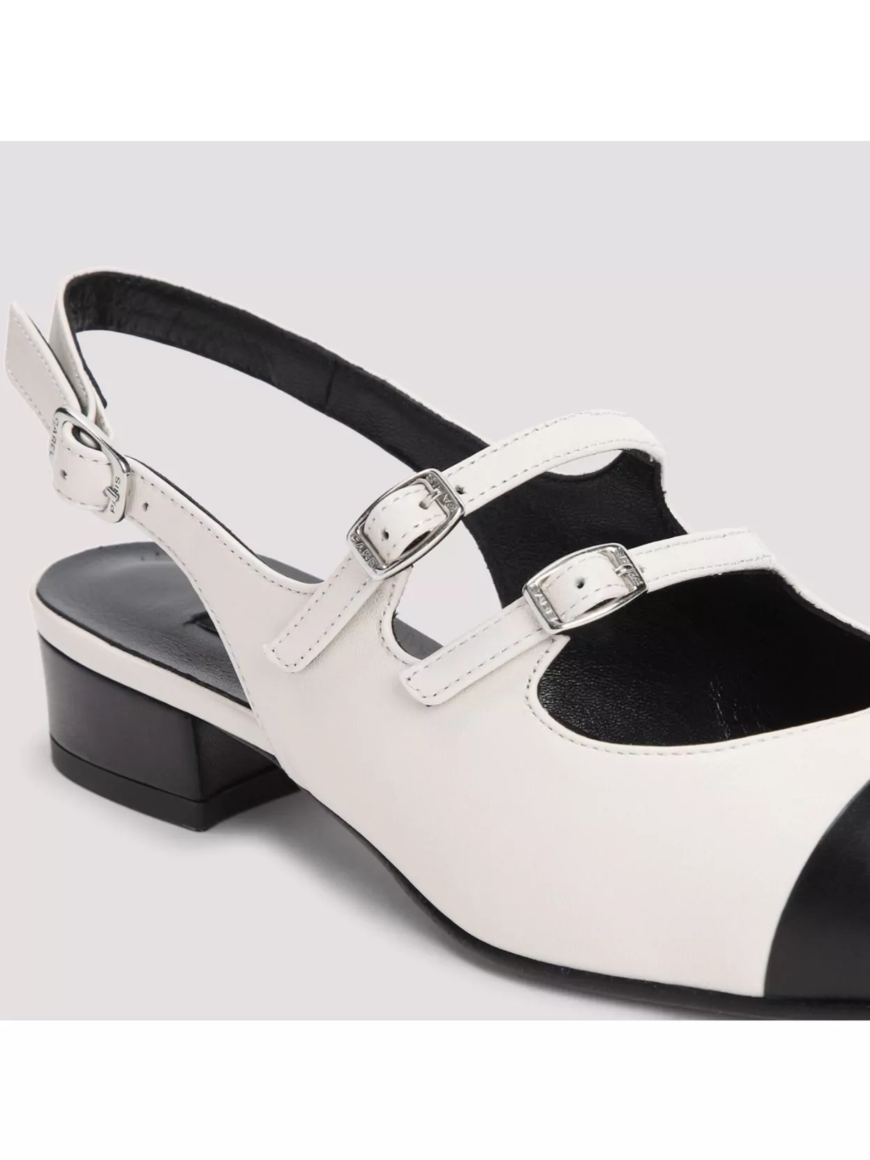 Carel Ivory Leather Two-tone Mules