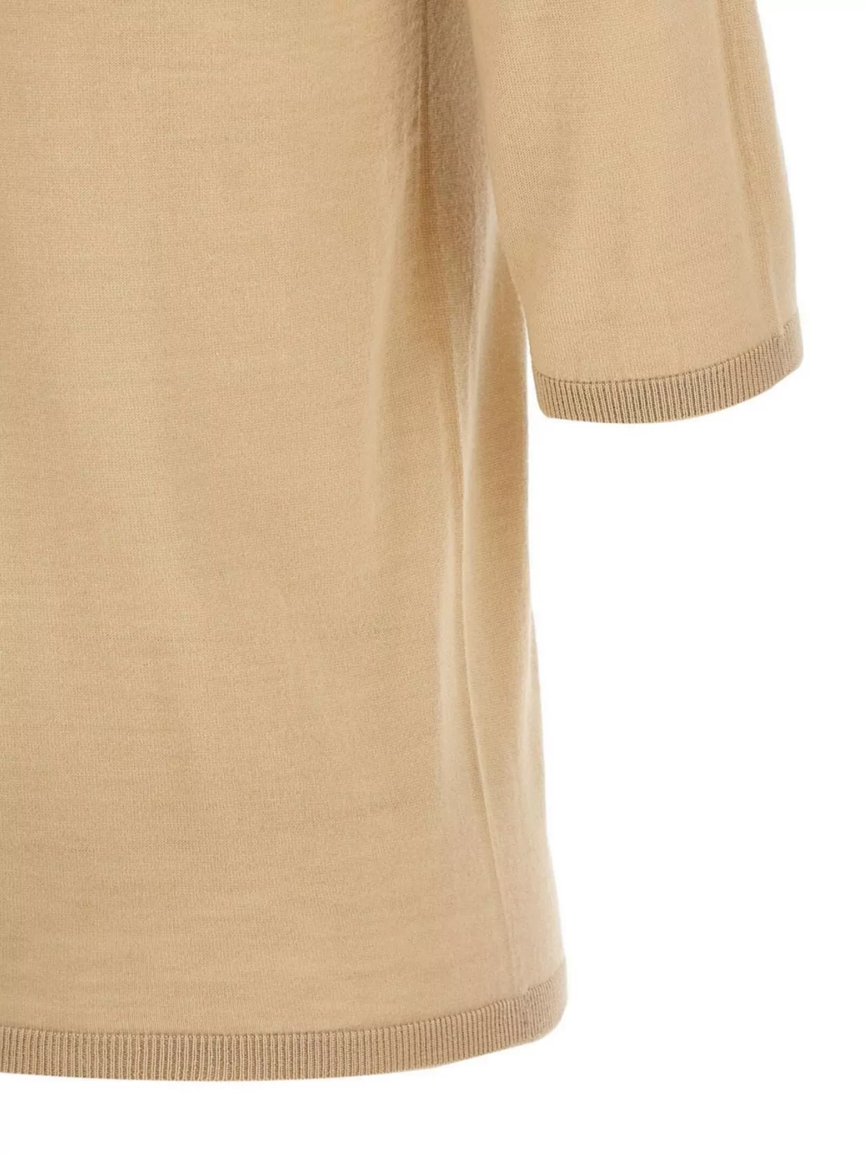 Max Mara Soft Texture 3/4 Sleeves Turtleneck Sweater In Neutrals