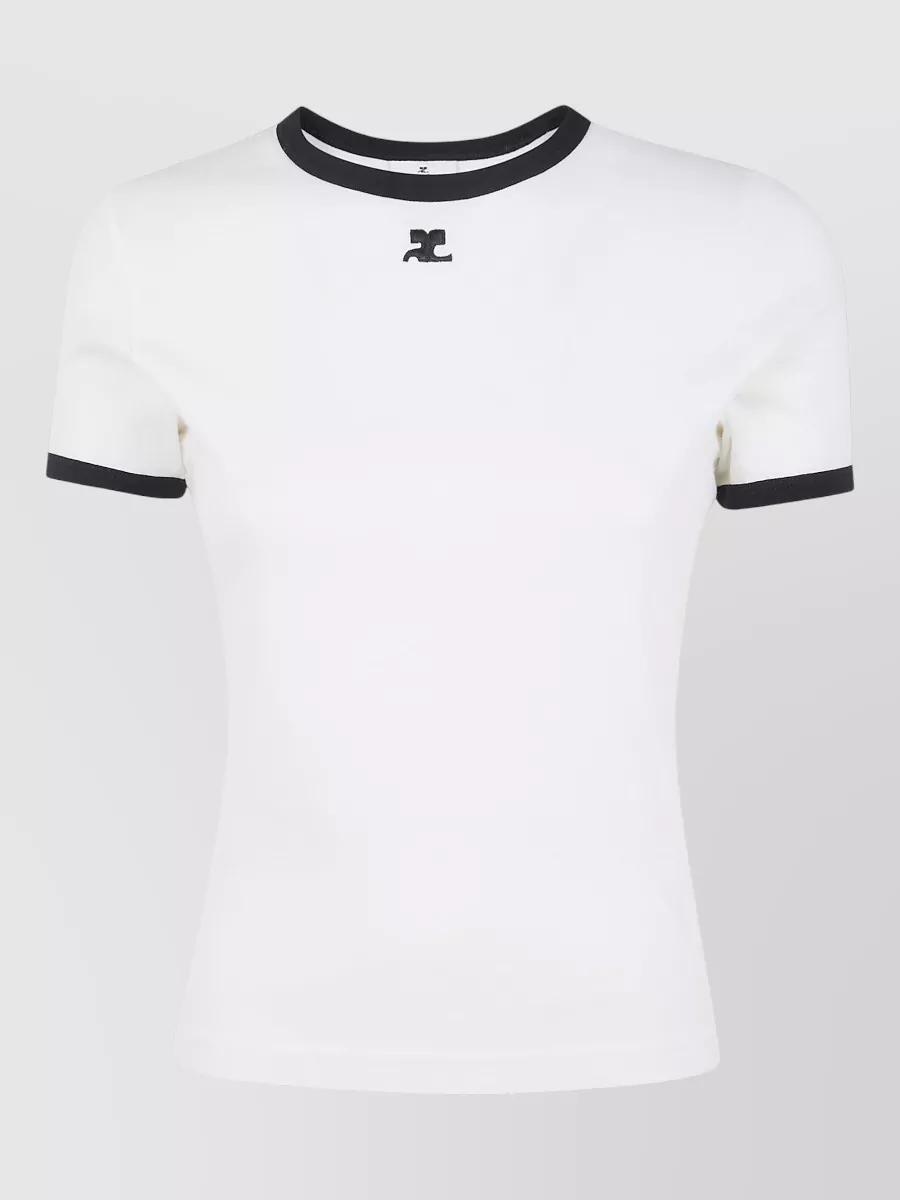 Courrèges Signature Contrast Trim Crew Neck T Shirt